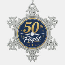 50e vlucht gouden vliegtuig reis souvenir