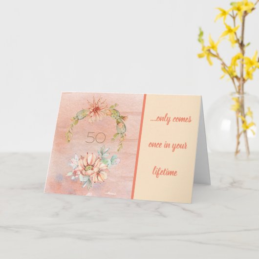 50e Vriendendelijke Waterverf Cactus Kaart (Gele Bloem)