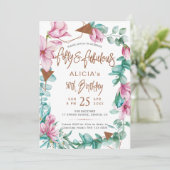 50e waterverf bloemen 50 jaar kaart (Staand voorkant)