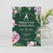 50e Waterverf Elegant Flowers Verjaardag Kaart (Staand voorkant)