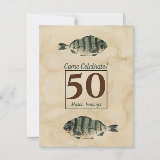 50e  Waterverf op de geboorte Kaart (Voorkant)