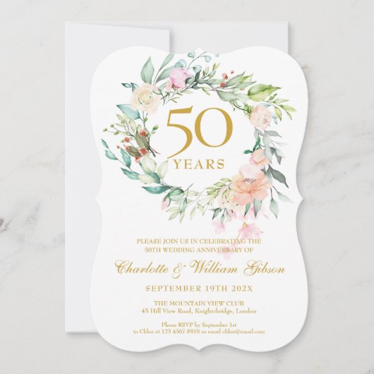 50e Waterverf van het Jubileum van de Golden Weddi Kaart (Voorkant)