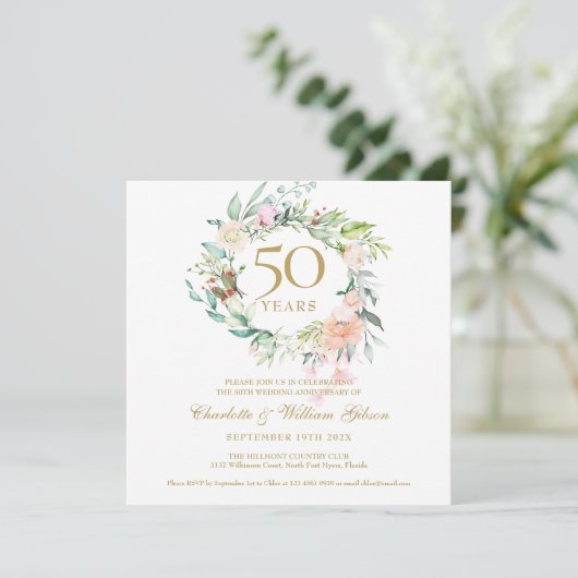 50e Waterverf van het Jubileum van de Golden Weddi Kaart (Staand voorkant)