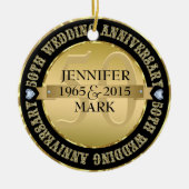 50e weddenschap Jubileum metaal goud & zwart 2 Keramisch Ornament (Voorkant)