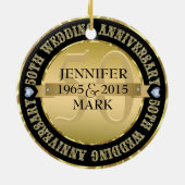 50e weddenschap Jubileum metaal goud & zwart 2 Keramisch Ornament (Achterkant)