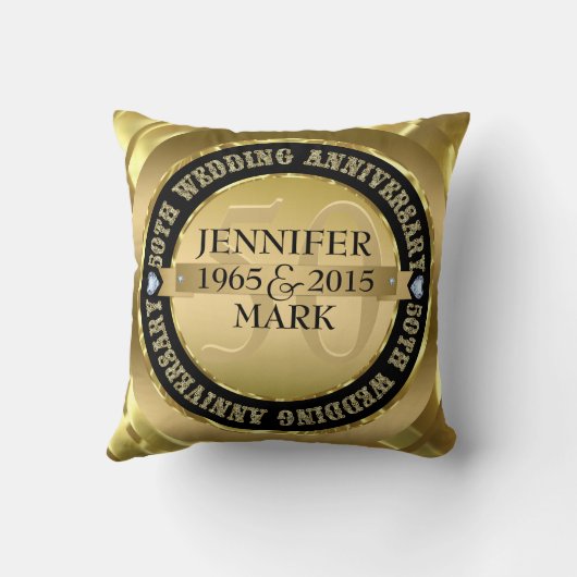 50e weddenschap Jubileum metaal goud & zwart 2 Kussen (Achterkant)