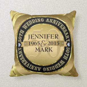 50e weddenschap Jubileum metaal goud & zwart 2 Kussen