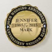 50e weddenschap Jubileum metaal goud & zwart 2 Rond Kussen (Achterkant)