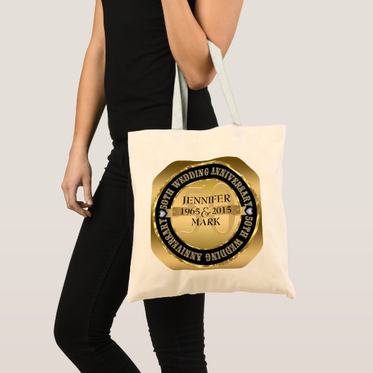 50e weddenschap Jubileum metaal goud & zwart 2 Tote Bag (Voorkant (product))