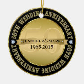 50e weddenschap Jubileum metaal goud & zwart Keramisch Ornament (Voorkant)