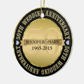 50e weddenschap Jubileum metaal goud & zwart Keramisch Ornament (Links)