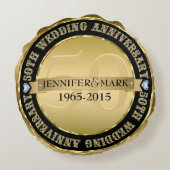 50e weddenschap Jubileum metaal goud & zwart Rond Kussen (Achterkant)