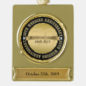 50e weddenschap Jubileum metaal goud & zwart Verguld Banner Ornament (Voorkant)