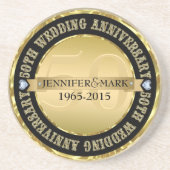 50e weddenschap Jubileum metaal goud & zwart Zandsteen Onderzetter (Voorkant)