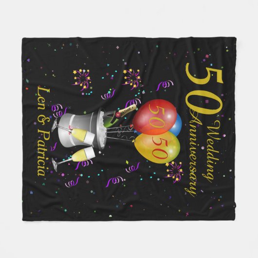 50e Wedding Jubileum Celebration Personalized Fleece Deken (Voorkant (Horizontaal))