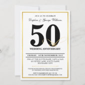 50E WEDDING JUBILEUM stijlvolle gouden INVITEN Kaart (Voorkant)