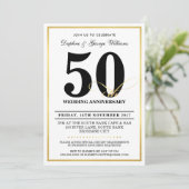 50E WEDDING JUBILEUM stijlvolle gouden INVITEN Kaart (Staand voorkant)