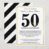 50E WEDDING JUBILEUM stijlvolle gouden INVITEN Kaart (Voorkant / Achterkant)
