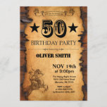 50e Westerne uitnodiging ter gelegenheid van de ge<br><div class="desc">50e Westerne uitnodiging ter gelegenheid van de geboorte. Cowboy Horse Wild West Theme Birthday Party. Rustic Wood Country Background Voor verdere aanpassing,  te klikken gelieve de knoop "van de Aanpassing het"en ons ontwerphulpmiddel te gebruiken om deze sjabloon te wijzigen.</div>