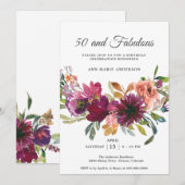 50e Wildflower Verjaardag Uitnodiging (Voorkant / Achterkant)
