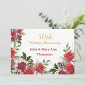 50e Winter Bruiloft Jubileum Rozen Uitnodiging (Staand voorkant)