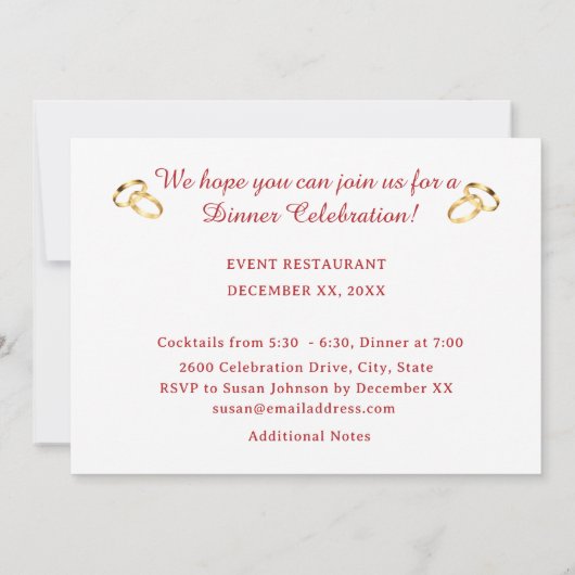 50e Winter Bruiloft Jubileum Rozen Uitnodiging (Achterkant)