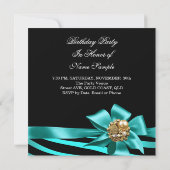 50e Zebra Blauwgroen Gold Black Elegant Birthday P Kaart (Achterkant)