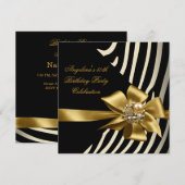 50e Zebra Gold Cream Black Birthday Party Kaart (Voorkant / Achterkant)