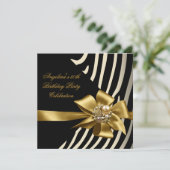 50e Zebra Gold Cream Black Birthday Party Kaart (Staand voorkant)