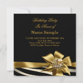 50e Zebra Gold Cream Black Birthday Party Kaart (Achterkant)