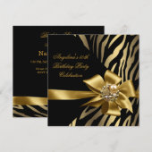 50e Zebra Old Gold Cream Black Birthday Party Kaart (Voorkant / Achterkant)