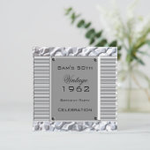  50e Zilveren Metal Blithday Party Kaart (Staand voorkant)