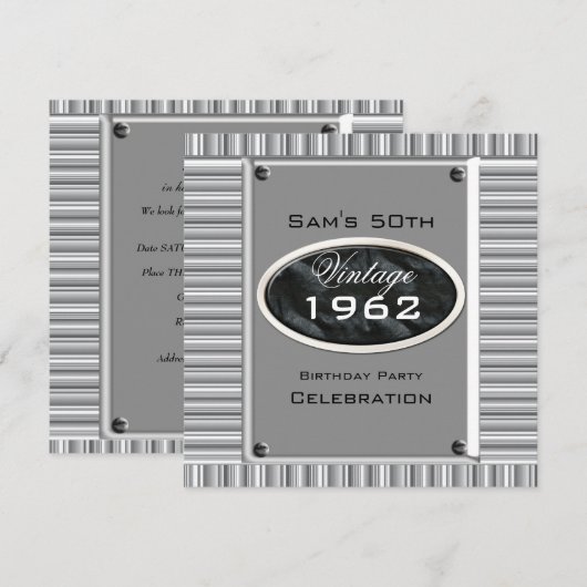 50e Zilveren Zwarte Partij Kaart (Voorkant / Achterkant)
