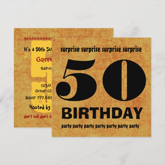 50e ZUIVERING op zaterdag Grunge W1443A Kaart (Voorkant / Achterkant)