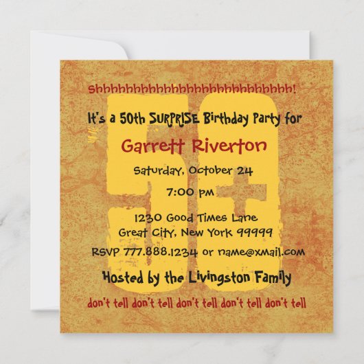 50e ZUIVERING op zaterdag Grunge W1443A Kaart (Achterkant)