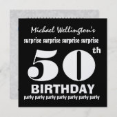 50e ZURPRISE Birthday Party Black White W1894 Kaart (Voorkant / Achterkant)