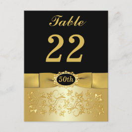 50e Zwart Goud Bloemen Tafelnummer Post Kaart