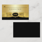 50e zwarte en gouden ontvangstkaart plaatskaartje (Voorkant / Achterkant)