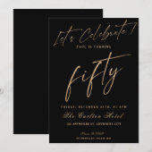 50e zwarte en goudlegante geboortedag kaart (Voorkant / Achterkant)