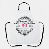  50e zwarte en roze monogram geboortedag schort (Voorkant)