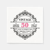 50e zwarte en roze verjaardag servet (Voorkant)