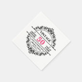 50e zwarte en roze verjaardag servet (Hoek)