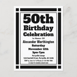 50e zwarte Geometrische geboortedag Briefkaart