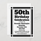 50e zwarte Geometrische geboortedag Briefkaart (Voorkant / Achterkant)