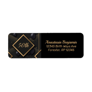 50e zwarte gouden diamantvorm op zaterdag Aanpassi Etiket