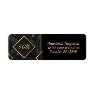 50e zwarte gouden diamantvorm op zaterdag Aanpassi Etiket