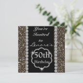 50e ZWARTE KRINGSTROOM, Birthday Uitnodiging (Staand voorkant)
