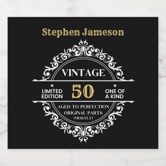 50e zwarte witte en gouden  dag bier etiket (Enkel label)