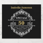 50e zwarte witte en gouden  dag likeurfles etiket (Enkel label)