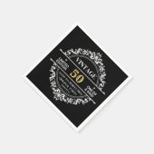 50e zwarte witte en gouden  dag servet (Hoek)